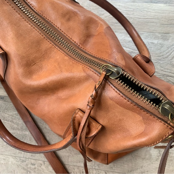 Madewell Prague Satchel Leather Tan Crossbody Bag Water Stains - Picture 9 of 16